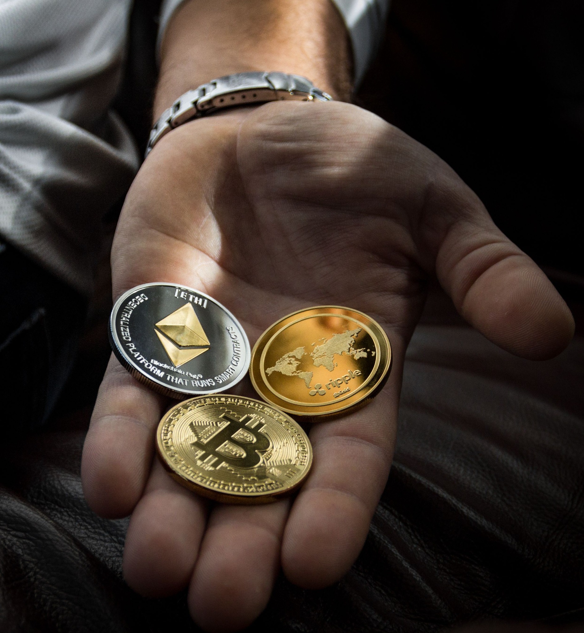 Cryptocurrency tokens representing blockchain and digital assets