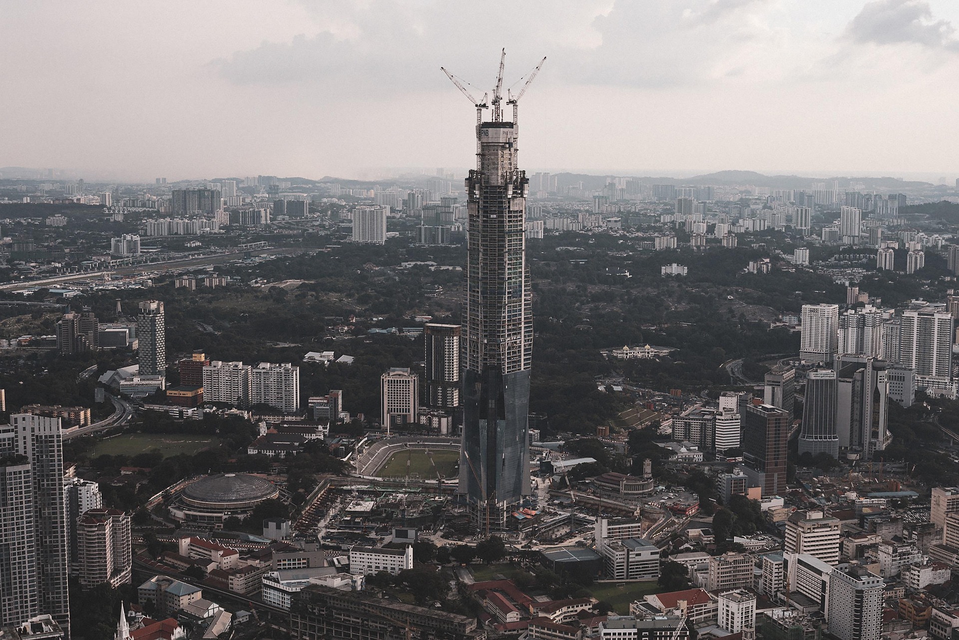 Kuala Lumpur tower and infrastructure under construction